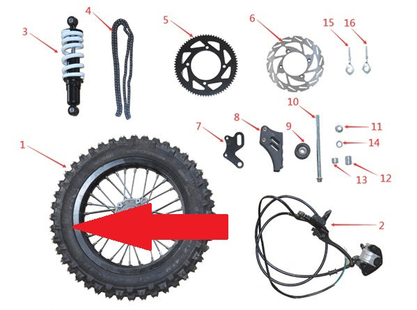 10" Rear Tyre - 1200w Electric Dirt Bike