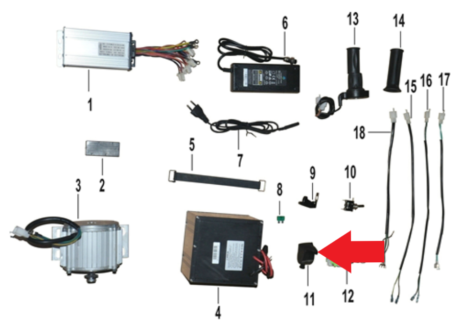 3-Speed Key Switch Cover - 1200W Electric Dirt Bike