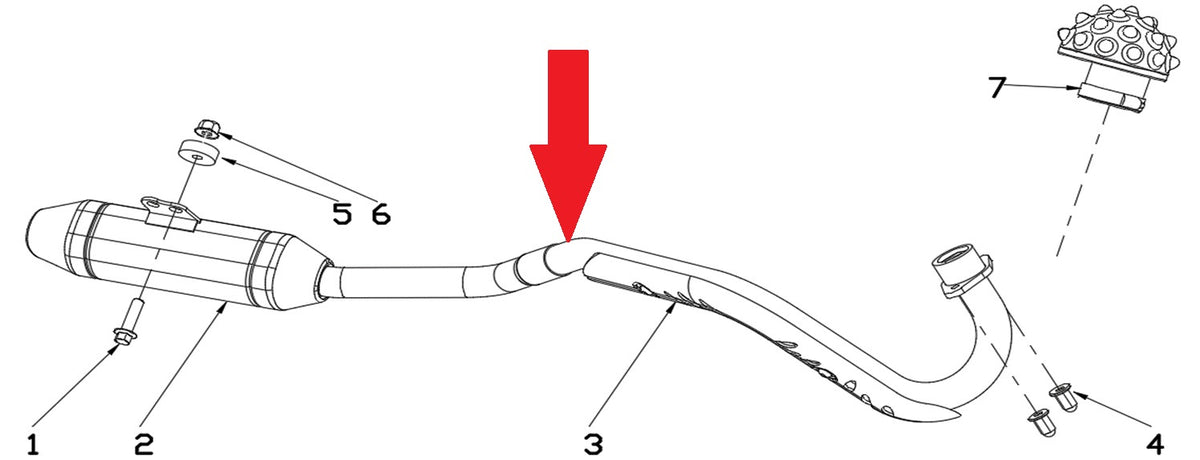 Exhaust Pipe - RFN 70cc / 110cc Thunder Dirt Bike