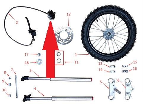 Front Hydraulic Brake Assembly - 1200w & 2000w Electric Dirt Bike