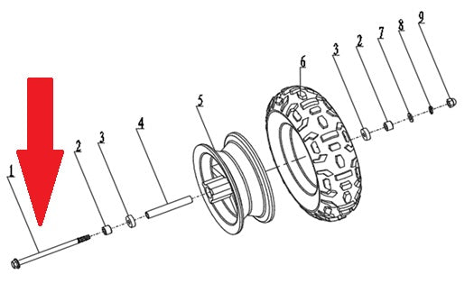Front Wheel Axle Bolt (M10 x 1.25 x 165mm) - 250w Monkey Bike