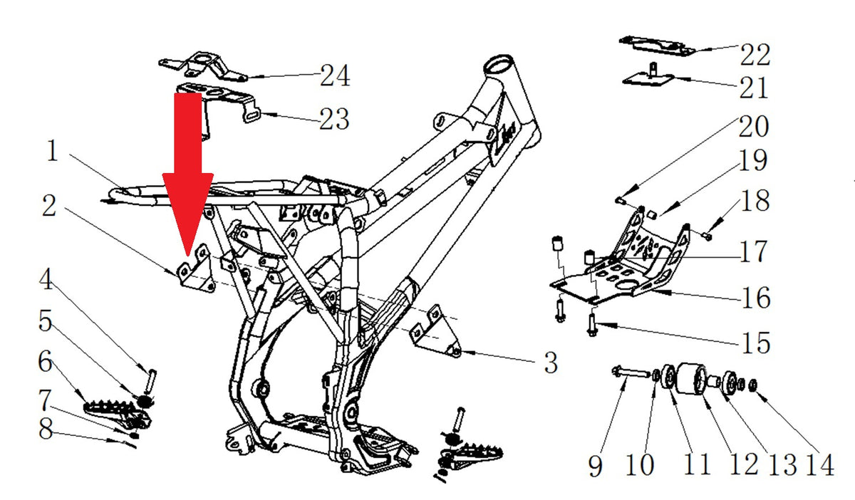 Engine Mounting Bracket (Left) - RFN 125cc / 140cc Thunder Dirt Bike