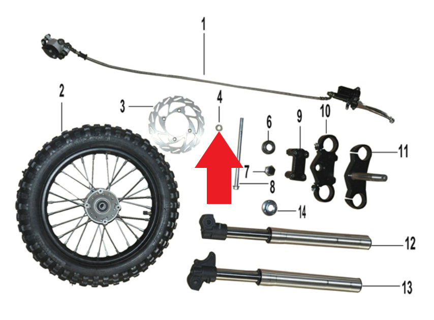 Left Front Wheel Spacer - 1200W Electric Dirt Bike