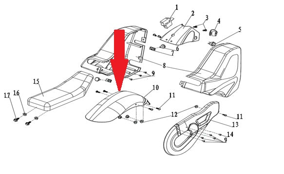 Rear Mudguard - 250w Monkey Bike