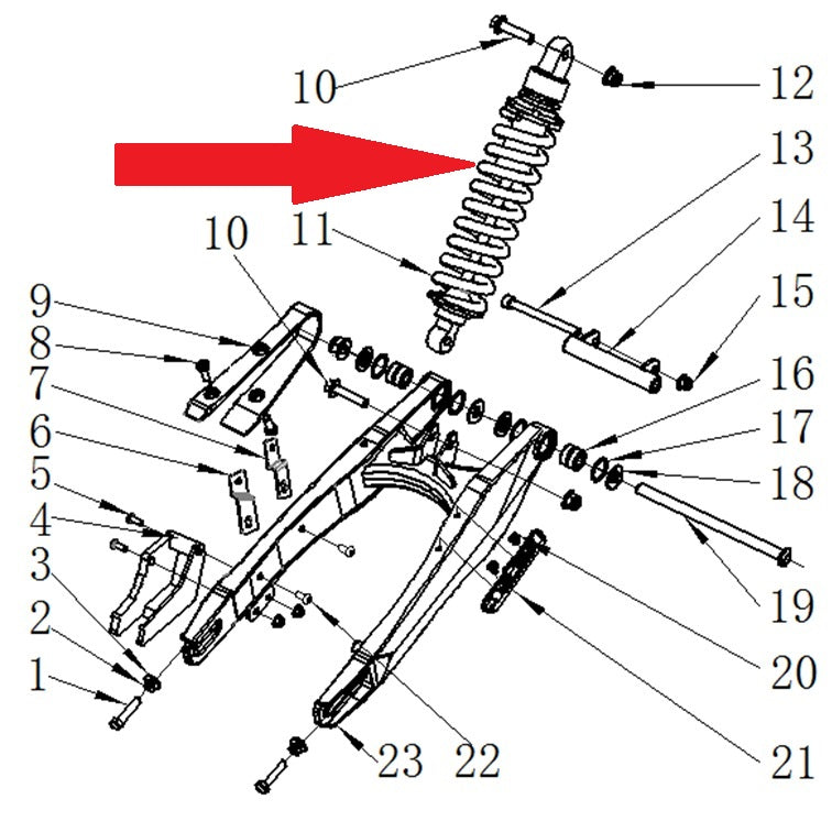 Rear Shock Absorber - RFN 125cc / 140cc Thunder Dirt Bike