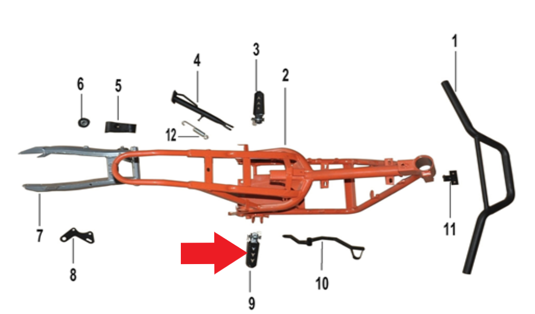Right Footrest - 1200W Electric Dirt Bike