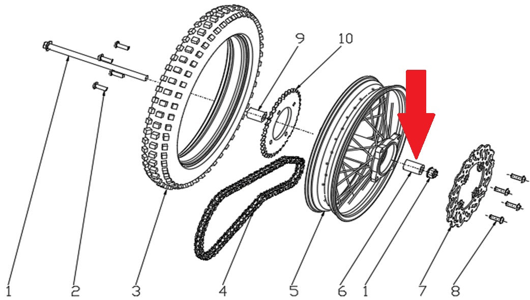 Spacer (12.5 x 22 x 34.5) - RFN 70cc / 110cc Thunder Dirt Bike