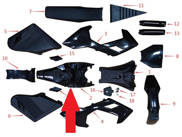 Rear Fairing - 1200w & 2000w Electric Dirt Bike