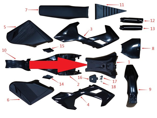Tank Cover (Black) - 1200w & 2000w Electric Dirt Bike