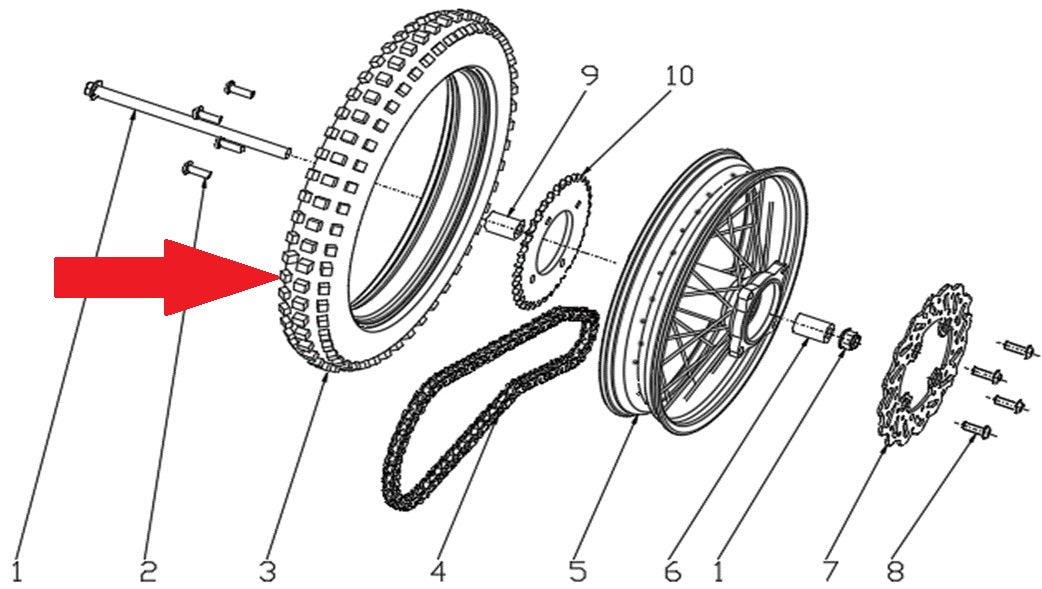 Rear Tyre - RFN 70cc / 110cc Thunder Dirt Bike