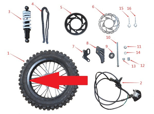12" Rear Inner Tube - 2000w Electric Dirt Bike