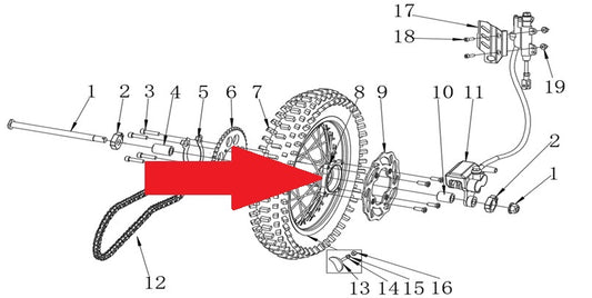 12" Rear Rim - RFN Thunder Pro 110cc Dirt Bike