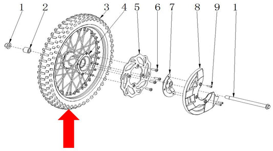 19" Front Wheel & Tyre - Fits Front Of RXF RACING Freeride Bikes