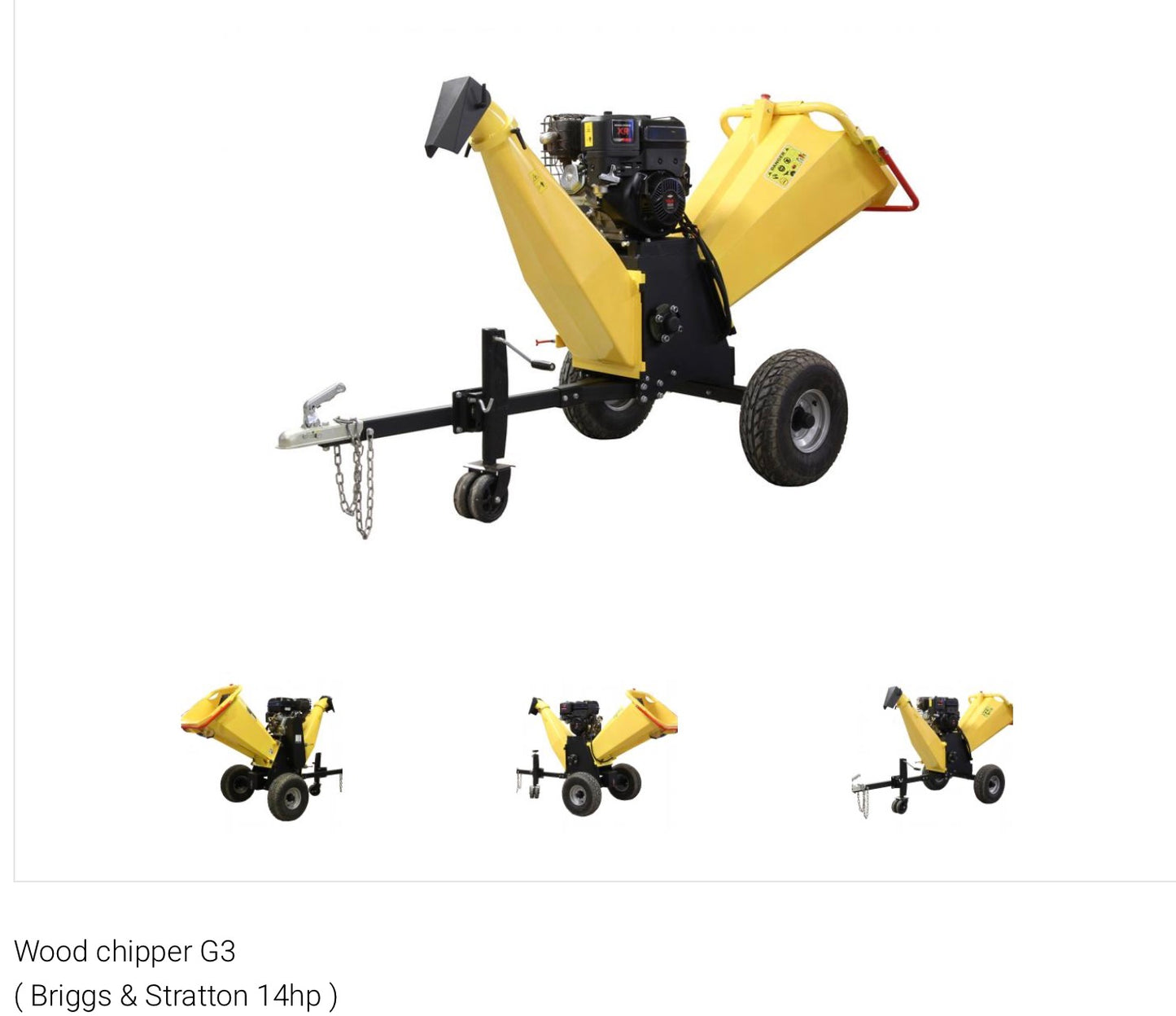 Wood chipper G3
( Briggs & Stratton 14hp ) 150mm cut