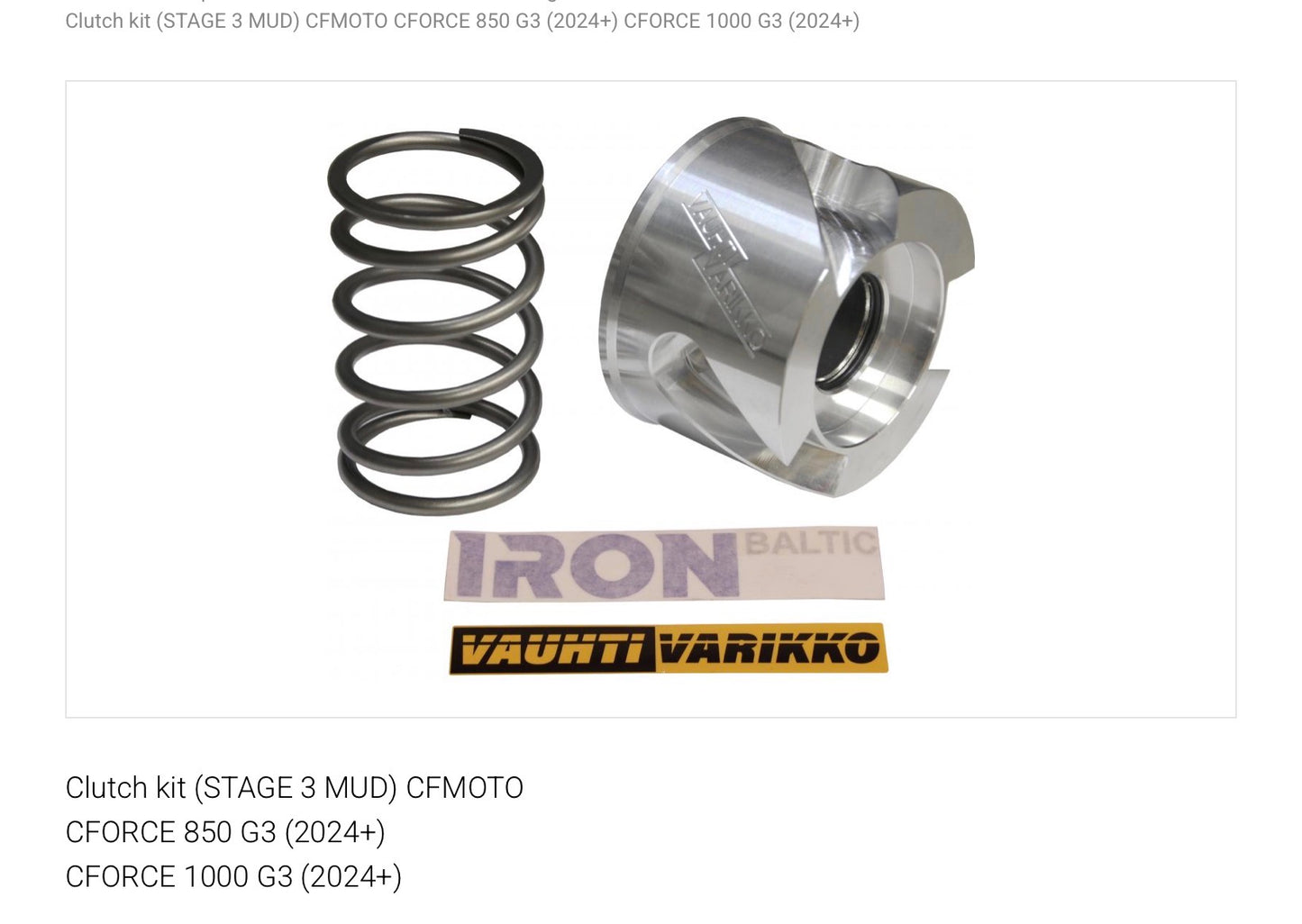 Clutch kit (STAGE 3 MUD) CFMOTO
CFORCE 850 G3 (2024+)
CFORCE 1000 G3 (2024+