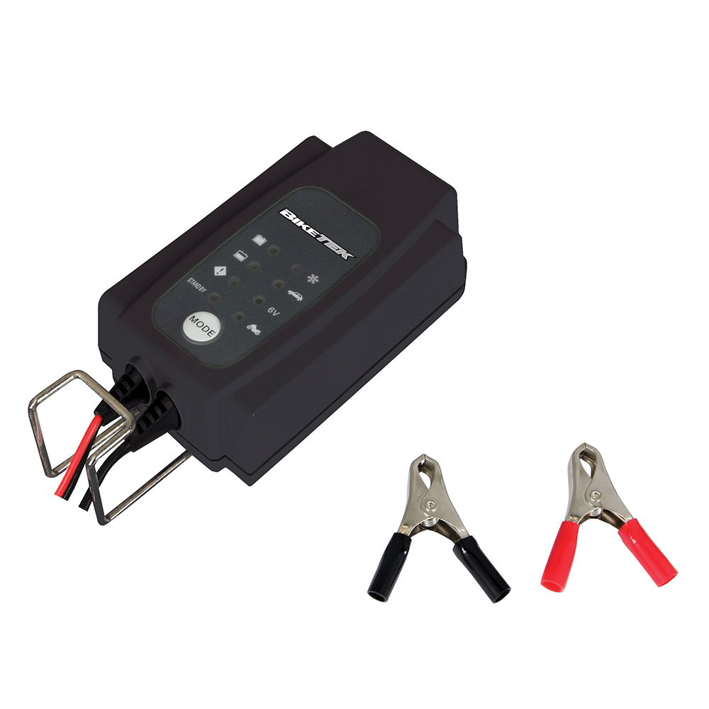 BIKETEK BATTERY CHARGER 6/12V 0.8A/3.8A 4-STAGE UK PLUG