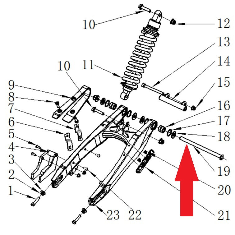 Rear Swing Arm Bolt - RFN 125cc / 140cc Thunder Dirt Bike