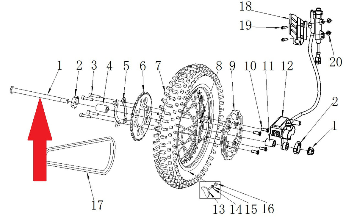 Bolt with nut- RFN 125cc / 140cc Thunder Dirt Bike