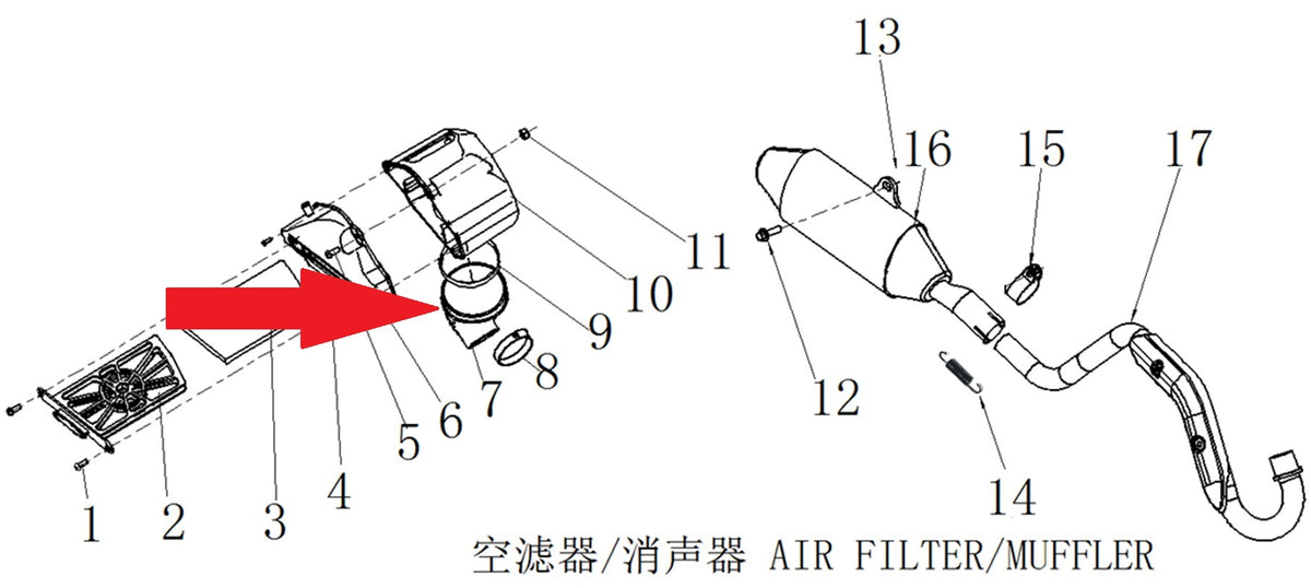 Connecting Pipe - RFN 125cc / 140cc Thunder Dirt Bike