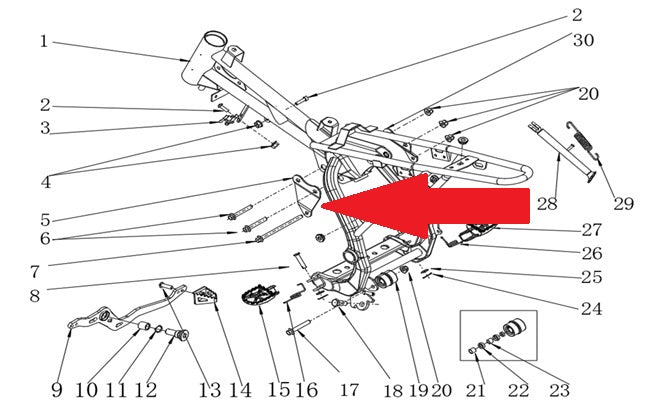 Engine Mounting Bracket (Left) - RFN Thunder Pro 110cc Dirt Bike