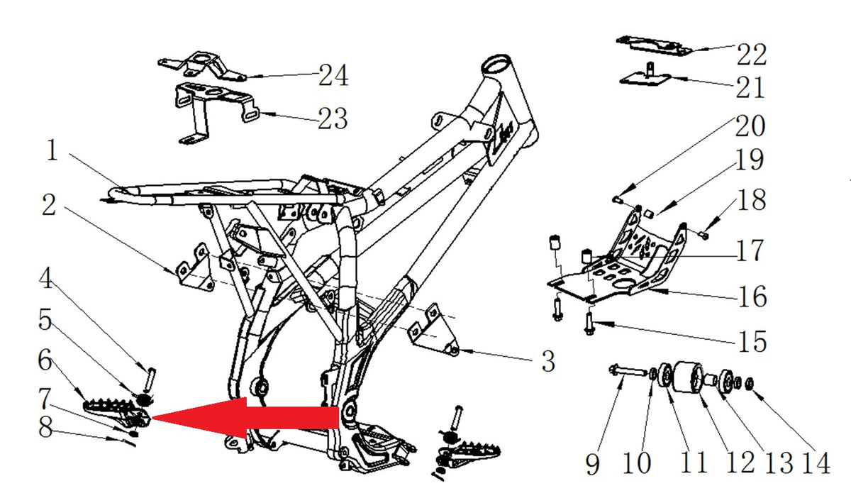 Right Foot Peg (Silver) - RFN 125cc / 140cc Thunder Dirt Bike