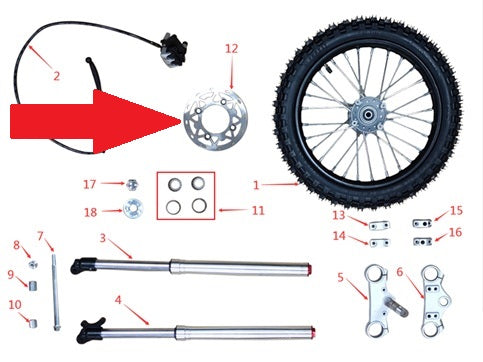 Front Brake Disc - 1200w & 2000w Electric Dirt Bike