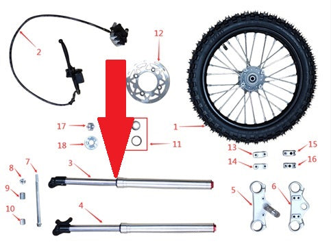 front fork left  - 1200w & 2000w Electric Dirt Bike