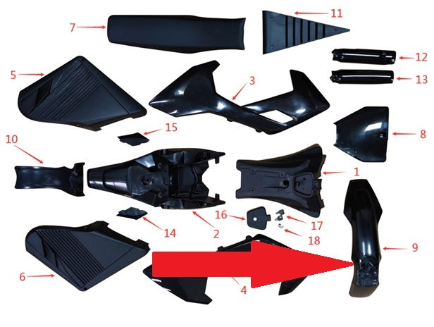 Front Mudguard - 1200w & 2000w Electric Dirt Bike