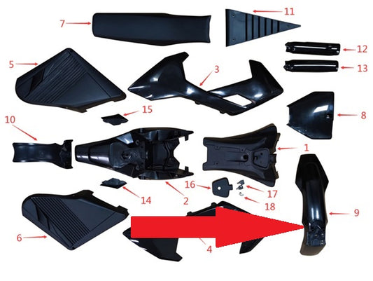 Front Mudguard - 1200w & 2000w Electric Dirt Bike