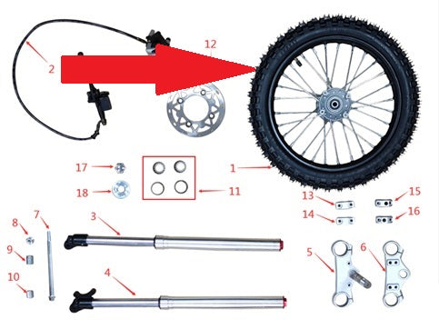 Front Tyre 12 x 4 - 1200w Electric Dirt Bike