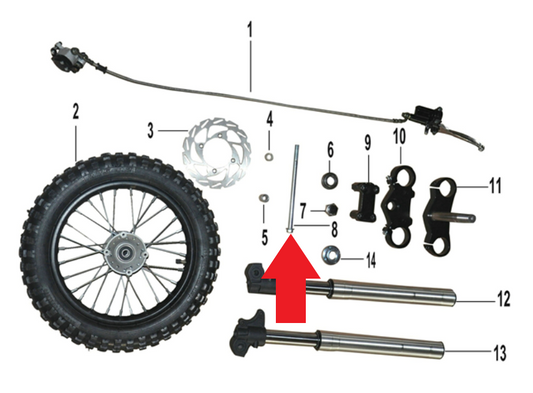 Front Wheel Axle - 1200W Electric Dirt Bike