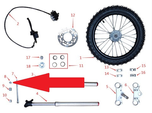 front wheel axle fixing nut  - 1200w & 2000w Electric Dirt Bike