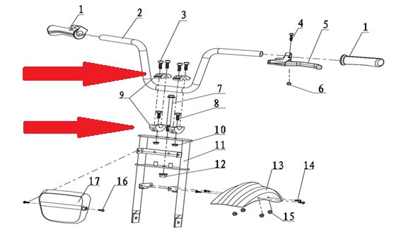 Handlebar Clamp (Upper & Lower) - 250w Monkey Bike