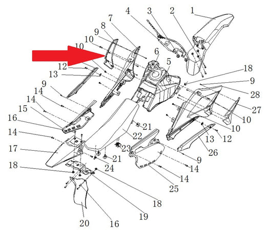 Front Plastic Trim (Left) - RFN 125cc / 140cc Thunder Dirt Bike