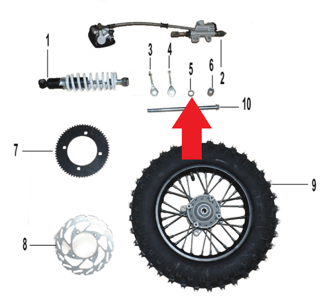Left Rear Wheel Spacer - 1200W Electric Dirt Bike