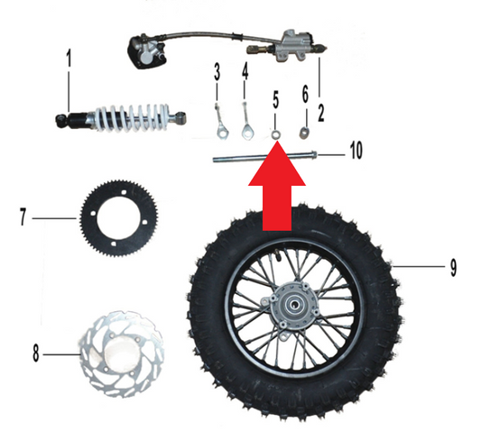 Left Rear Wheel Spacer - 1200W Electric Dirt Bike
