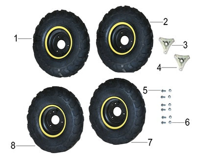Right Wheel & Tyre - 145/70-6 (Fits Front & Rear)