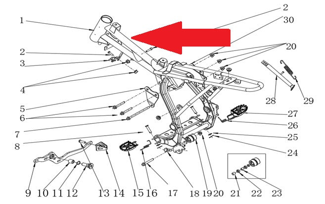 Main Frame - RFN Thunder Pro 110cc Dirt Bike