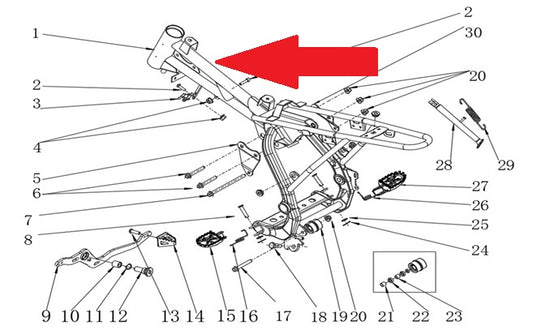 Main Frame - RFN Thunder Pro 110cc Dirt Bike
