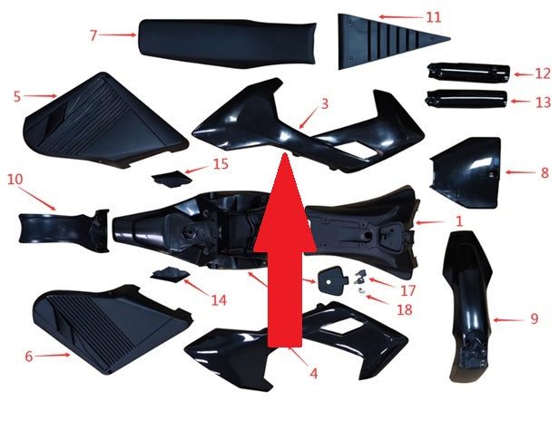 main plastic body,left- 1200w & 2000w Electric Dirt Bike