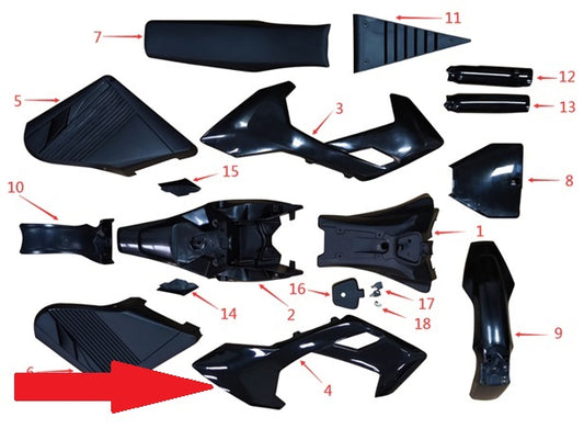 Main Plastic Body, Right - 1200w & 2000w Electric Dirt Bike