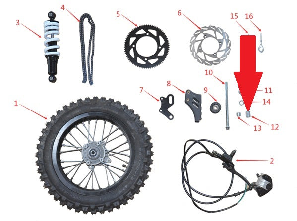 Rear Wheel Spacer 1 (Left) - 1200w & 2000w Electric Dirt Bike