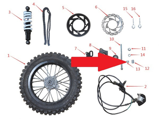 Rear Wheel Spacer 2 (Right) - 1200w & 2000w Electric Dirt Bike