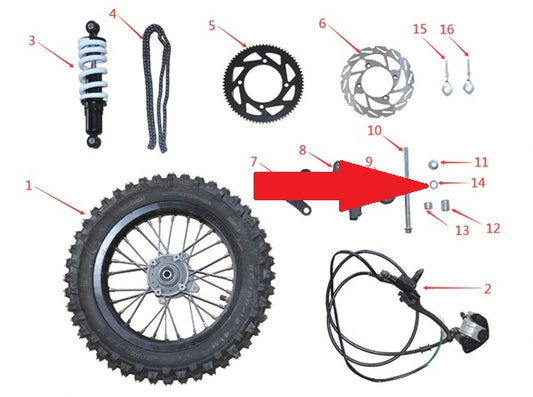 Rear Wheel Spacer 3 (Right) - 1200w & 2000w Electric Dirt Bike