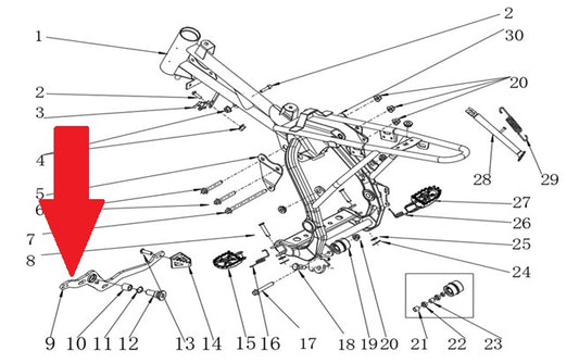 Rear Brake Pedal - RFN Thunder Pro 110cc Dirt Bike
