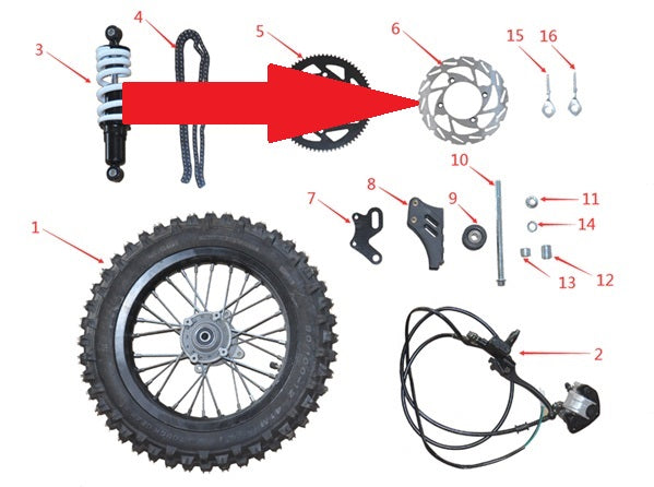 Rear Brake Disc - 1200w & 2000w Electric Dirt Bike