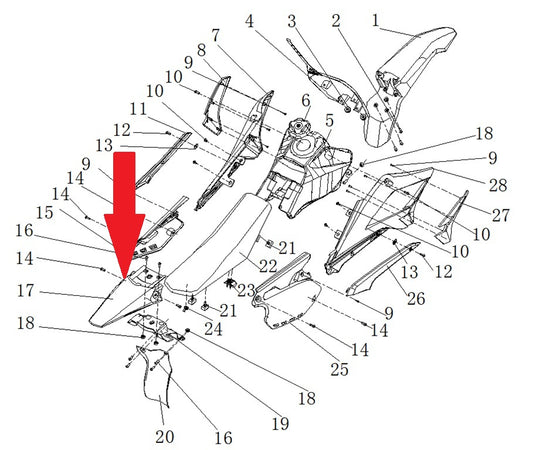 Rear fender - RFN 125cc / 140cc Thunder Dirt Bike
