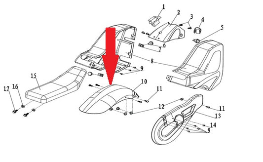 Rear Mudguard - 250w Monkey Bike