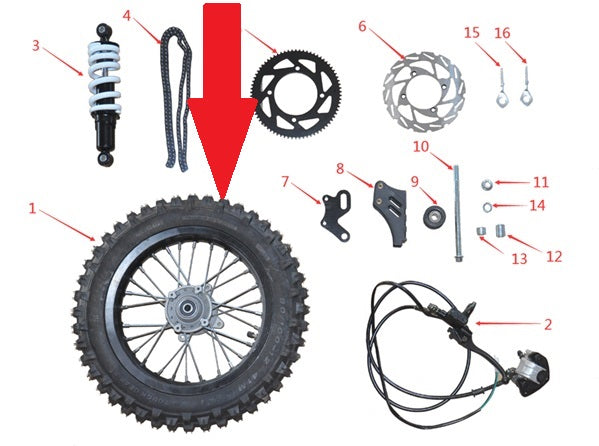 12" Rear Rim - 2000w Electric Dirt Bike