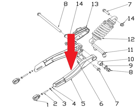 Rear Swing Arm - RFN 70cc Thunder Dirt Bike